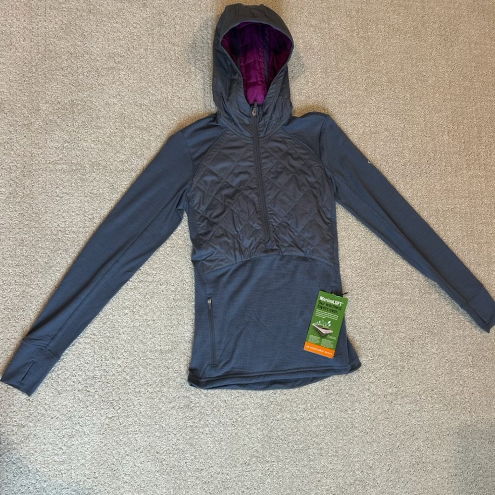 Icebreaker Merino Purple Jacket with Pink Trim